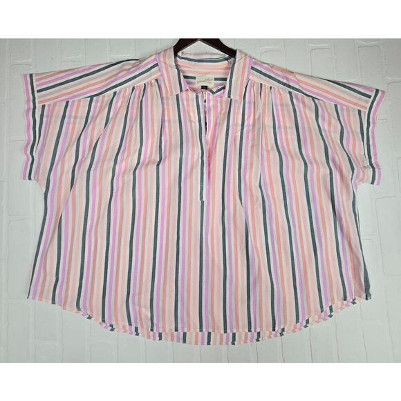 Universal Thread Multi Color Striped Split Neckline Blouse 4X - Picture 2 of 5